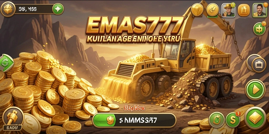 Tampilan gameplay menambang emas yang seru dan interaktif.